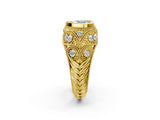 Yellow gold Bezel Set Fancy Blue Heart Cut Diamond Milgrain Band Ring_2