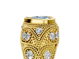 Yellow gold Bezel Set Fancy Blue Heart Cut Diamond Milgrain Band Ring_5
