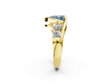 Yellow gold Bezel Set Fancy Blue Heart Cut Diamond Split Shank Ring_2