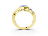 Yellow gold Bezel Set Fancy Blue Heart Cut Diamond Split Shank Ring_3