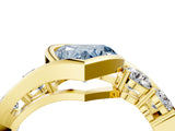 Yellow gold Bezel Set Fancy Blue Heart Cut Diamond Split Shank Ring_4