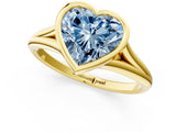 Yellow gold Bezel Set Fancy Blue Heart  Cut Solitaire Ring with Tapered Band 1
