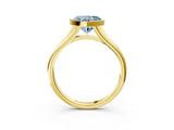 Yellow gold Bezel Set Fancy Blue Heart  Cut Solitaire Ring with Tapered Band 3