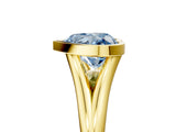 Yellow gold Bezel Set Fancy Blue Heart  Cut Solitaire Ring with Tapered Band 5
