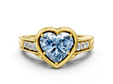 Yellow gold Bezel Set Fancy Blue Heart  Diamond Milgrain Pave Engagement Ring_34