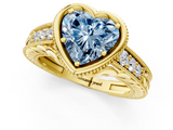 Yellow gold Bezel Set Fancy Blue Heart  Diamond Milgrain Pave Engagement Ring_35