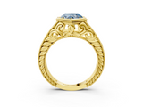 Yellow gold Bezel Set Fancy Blue Heart  Diamond Milgrain Pave Engagement Ring_37