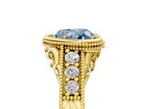 Yellow gold Bezel Set Fancy Blue Heart  Diamond Milgrain Pave Engagement Ring_39