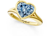 Yellow gold Bezel Set Fancy Blue Heart  Solitaire Diamond Ring with Smooth Band 1