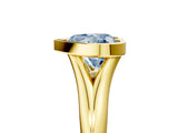 Yellow gold Bezel Set Fancy Blue Heart  Solitaire Diamond Ring with Smooth Band 5