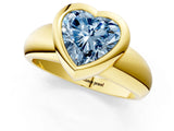 Yellow gold Bezel Set Fancy Blue Heart  Solitaire Ring with Wide Band 2