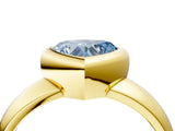 Yellow gold Bezel Set Fancy Blue Heart  Solitaire Ring with Wide Band 5