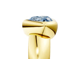Yellow gold Bezel Set Fancy Blue Heart  Solitaire Ring with Wide Band