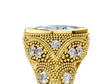 Yellow gold Bezel Set Fancy Blue Marquise Cut Diamond Milgrain Band Ring_5