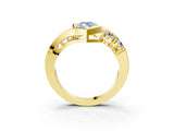 Yellow gold Bezel Set Fancy Blue Marquise Cut Diamond Split Shank Ring_3
