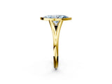 Yellow gold Bezel Set Fancy Blue Marquise  Cut Solitaire Ring with Tapered Band 2
