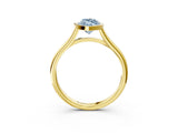 Yellow gold Bezel Set Fancy Blue Marquise  Cut Solitaire Ring with Tapered Band 3