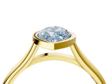 Yellow gold Bezel Set Fancy Blue Marquise  Cut Solitaire Ring with Tapered Band 4