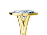 Yellow gold Bezel Set Fancy Blue Marquise  Cut Solitaire Ring with Tapered Band 5