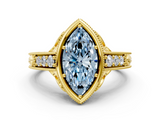 Yellow gold Bezel Set Fancy Blue Marquise  Diamond Milgrain Pave Engagement Ring_33