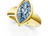 Yellow gold Bezel Set Fancy Blue Marquise  Solitaire Ring with Wide Band 2