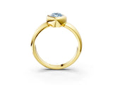 Yellow gold Bezel Set Fancy Blue Marquise  Solitaire Ring with Wide Band 4