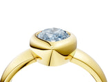 Yellow gold Bezel Set Fancy Blue Marquise  Solitaire Ring with Wide Band 5
