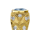 Yellow gold Bezel Set Fancy Blue Oval Cut Diamond Milgrain Band Ring_5