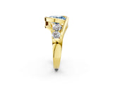 Yellow gold Bezel Set Fancy Blue Oval Cut Diamond Split Shank Ring_2
