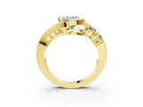 Yellow gold Bezel Set Fancy Blue Oval Cut Diamond Split Shank Ring_3