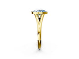 Yellow gold Bezel Set Fancy Blue Oval  Cut Solitaire Ring with Tapered Band 2
