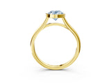 Yellow gold Bezel Set Fancy Blue Oval  Cut Solitaire Ring with Tapered Band 3