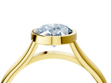 Yellow gold Bezel Set Fancy Blue Oval  Cut Solitaire Ring with Tapered Band 4