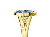 Yellow gold Bezel Set Fancy Blue Oval  Cut Solitaire Ring with Tapered Band 5