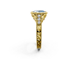 Yellow gold Bezel Set Fancy Blue Oval  Diamond Milgrain Pave Engagement Ring_34