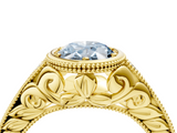 Yellow gold Bezel Set Fancy Blue Oval  Diamond Milgrain Pave Engagement Ring_36