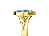 Yellow gold Bezel Set Fancy Blue Oval  Solitaire Diamond Ring with Smooth Band 1