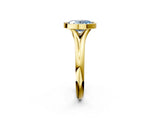 Yellow gold Bezel Set Fancy Blue Oval  Solitaire Diamond Ring with Smooth Band 4