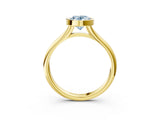 Yellow gold Bezel Set Fancy Blue Oval  Solitaire Diamond Ring with Smooth Band 5