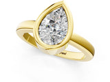 Yellow gold Bezel Set Fancy Blue Pear Cut Solitaire Engagement Ring with Classic Band_1