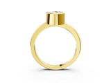 Yellow gold Bezel Set Fancy Blue Pear Cut Solitaire Engagement Ring with Classic Band_3