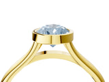 Yellow gold Bezel Set Fancy Blue Pear  Cut Solitaire Ring with Tapered Band 1