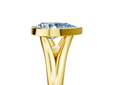 Yellow gold Bezel Set Fancy Blue Pear  Cut Solitaire Ring with Tapered Band 2