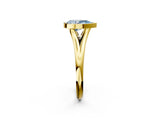 Yellow gold Bezel Set Fancy Blue Pear  Cut Solitaire Ring with Tapered Band 5
