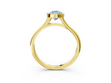 Yellow gold Bezel Set Fancy Blue Pear  Cut Solitaire Ring with Tapered Band