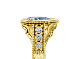 Yellow gold Bezel Set Fancy Blue Pear  Diamond Milgrain Pave Engagement Ring_38