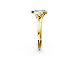Yellow gold Bezel Set Fancy Blue Pear  Solitaire Diamond Ring with Smooth Band 2