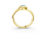Yellow gold Bezel Set Fancy Blue Pear  Solitaire Ring with Wide Band 4