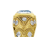 Yellow gold Bezel Set Fancy Blue Princess Cut Diamond Milgrain Band Ring_5