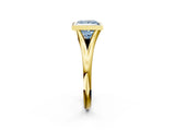 Yellow gold Bezel Set Fancy Blue Princess  Cut Solitaire Ring with Tapered Band 2
